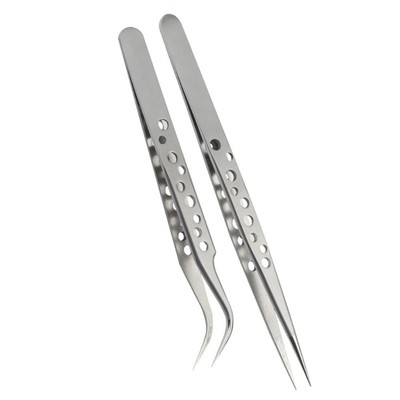 Pack Of 2 Stainless Steel Tweezers Set For Accuracy Tasks And Versatile Use