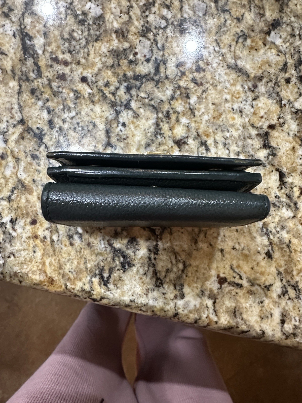 YSL Saint Laurent Dark Green Or Black Compact Wallet with Box - Coin Holder