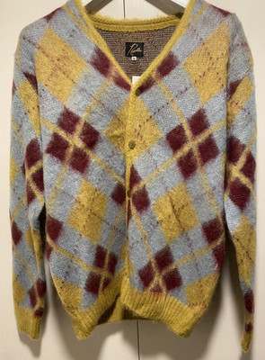 NEEDLES MOHAIR ARGYLE CARDIGAN YELLOW size Medium | eBay