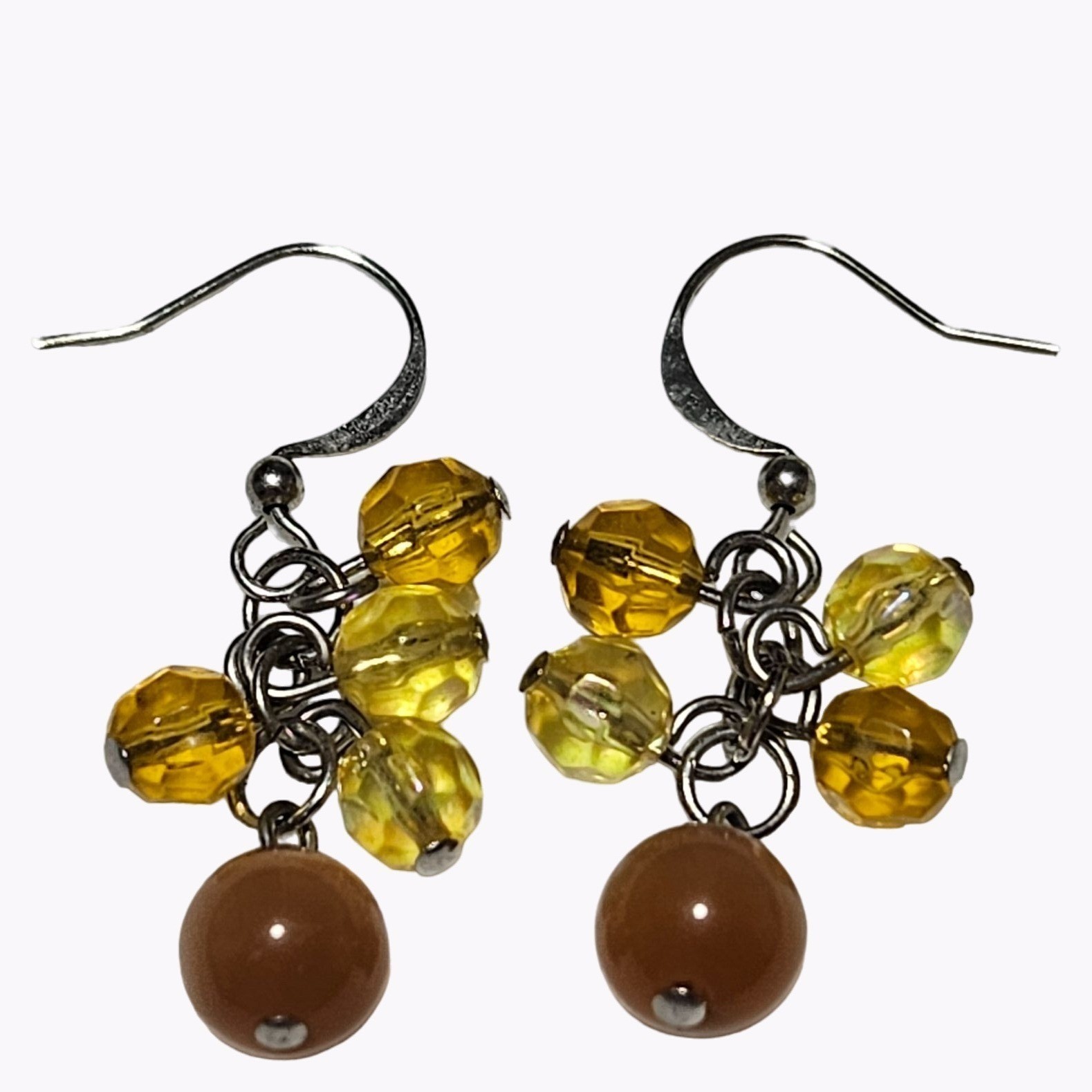 Retro Beaded Dangle Drop Earrings Statement 60s 7… - image 1