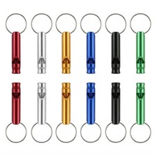 12 Pcs Aluminum Emergency Whistle with Key Chain for Outdoor Sports Hunting