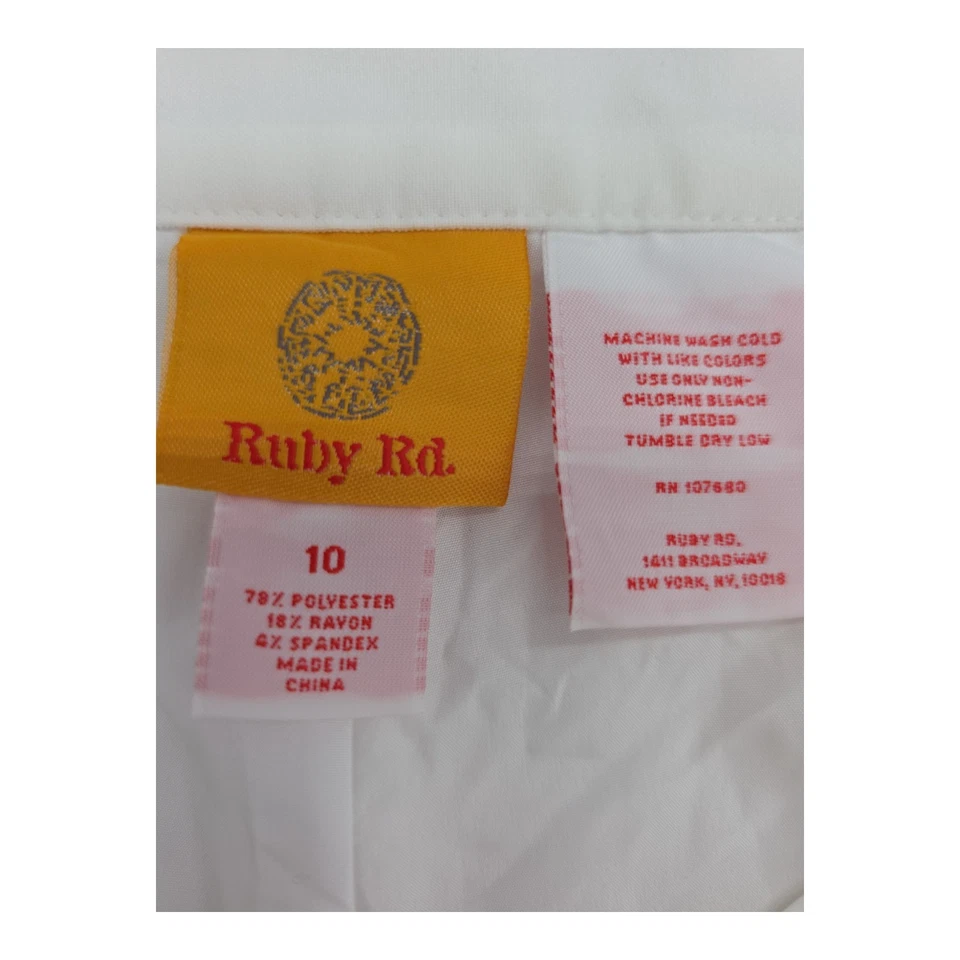 Ruby Rd Womens White Straight Leg Dress Pants Polyester Rayon Blend Size 10 - Image 4 of 4