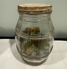 Vintage Machine Made Glass Marbles Mixed Lot in Clear Glass Jar  — photo 1