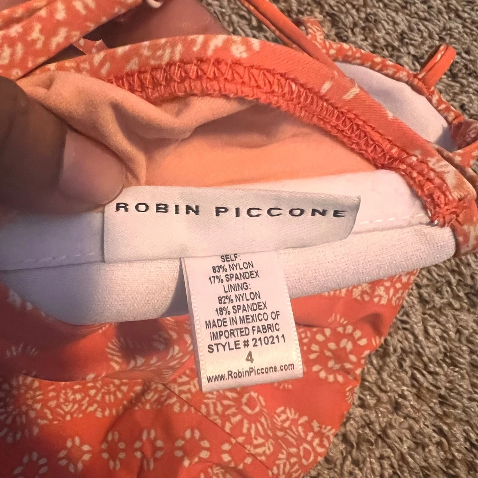 Traje de baño Robin Piccone naranja floral de una pieza patrón retro talla 4 Foto 4 de 4