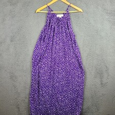 Oscar de la Renta Pink Label Purple Floral Halter Chemise Nightgown Dress Size M