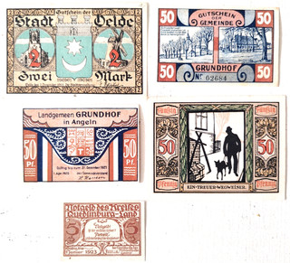 A/9 ALLEMAGNE DEUTSCLAND Lot de 5 Notgeld 1920/21 NEUF UNC