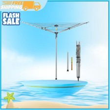 Collapsible 4-Arm Rotary Outdoor Clothes Drying Rack, Metal Umbrella Clothesline