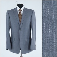 Mens Striped Blazer 38R UK Size S.OLIVER Grey Wool Sport Coat Jacket