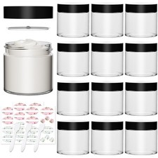 Yishik 4oz Clear Glass Jars with Lids,12 Pack Empty Round Cosmetic 4 oz