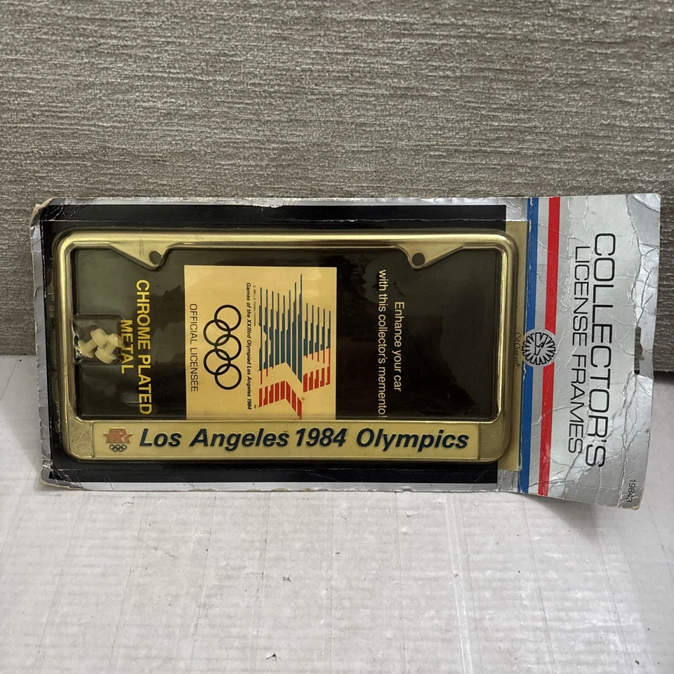Marco porta etiquetas de metal cromado plateado de los Juegos Olímpicos de Los Ángeles 1984 NUEVO Foto 2 de 4