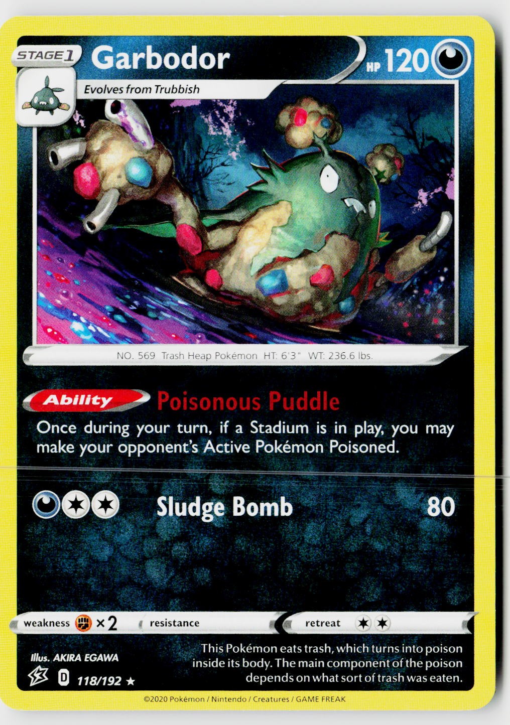 Garbodor 118/192 Rare Rebel Clash Pokemon Near Mint