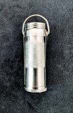 Vintage Waterproof Metal Match Safe Camping Case Screw Top Made in Hong Kong