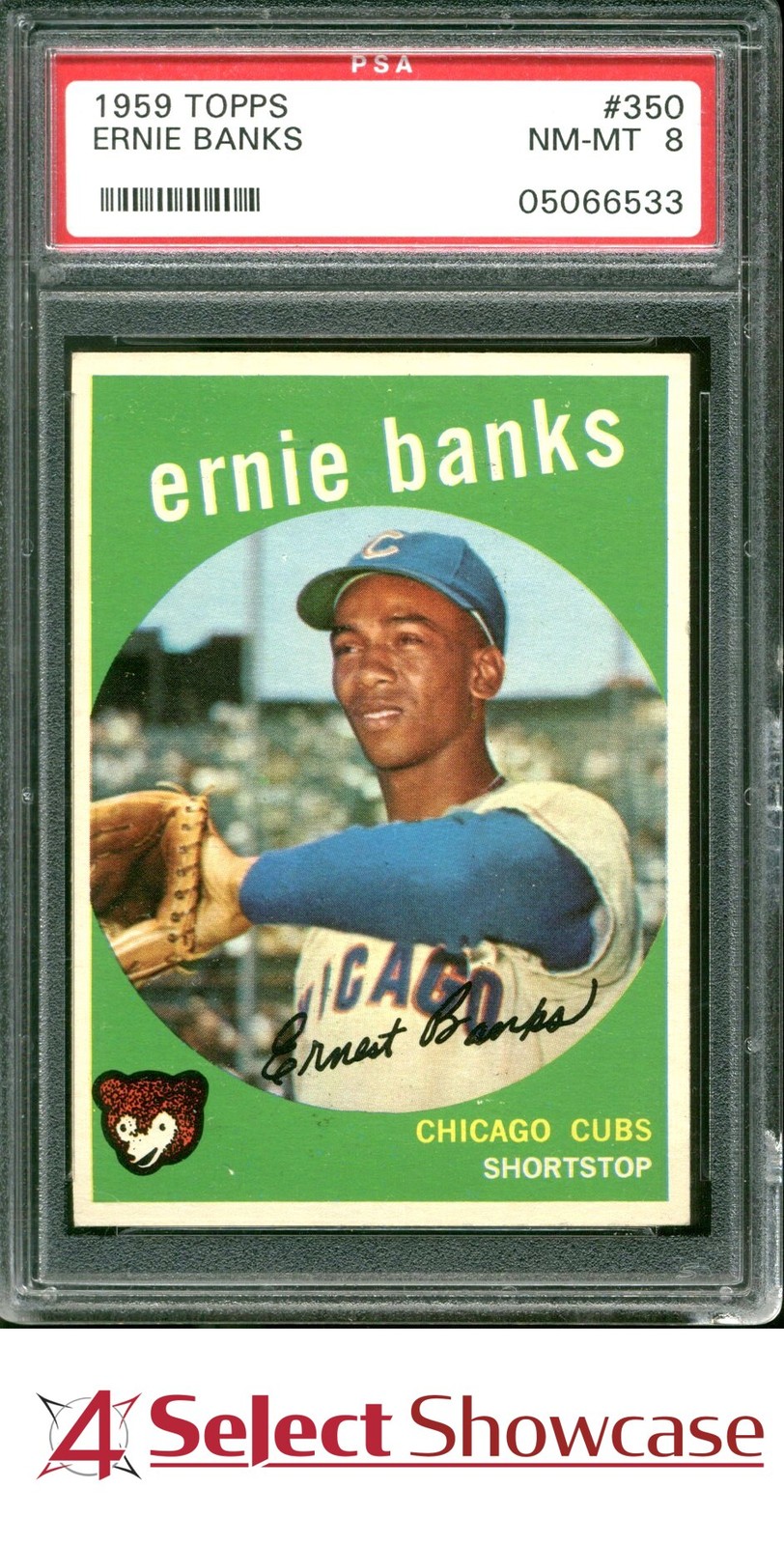 1959 TOPPS #350 ERNIE BANKS CUBS HOF PSA 8