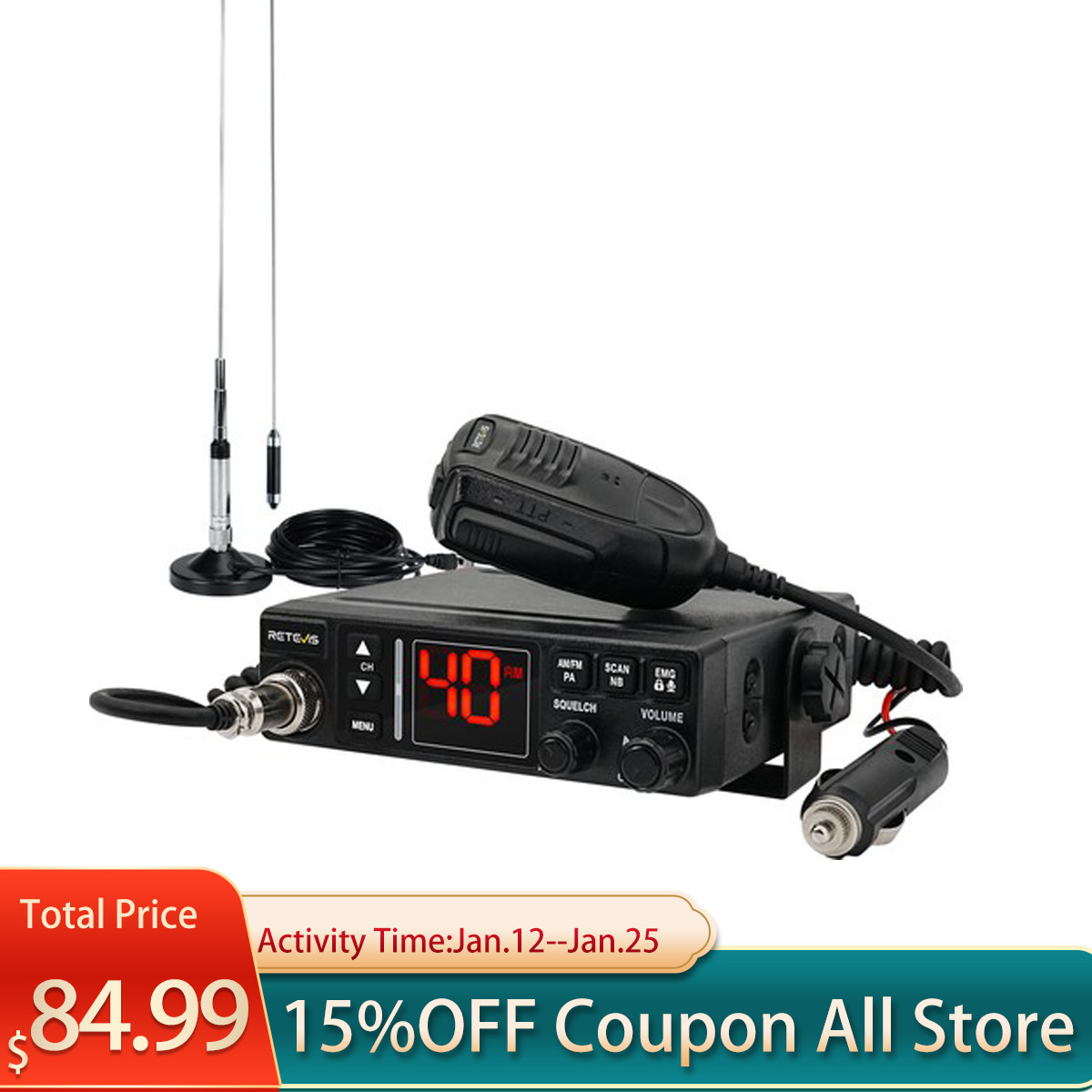 Kit Mobile Car Radio + Mr500 Cb Antenna