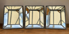 Set of 3 Silver Beaded Glass Framed Mirrors 8x6in Wall Mounted Rectangle