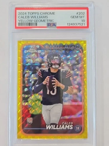 2024 Topps Chrome Caleb Williams RC Rookie Yellow Geometric 51/75 PSA 10 #202