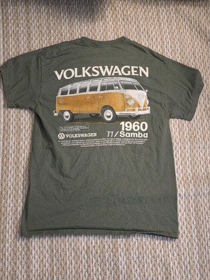 Volkswagen T Shirt Men's Size Medium Green VW T1 Samba Bus Graphic Tee