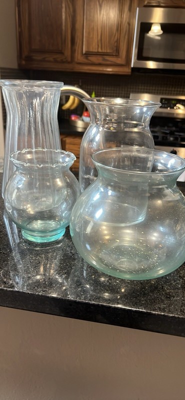 Lot Of 6 Glass  Vases / 2 Very Heavy