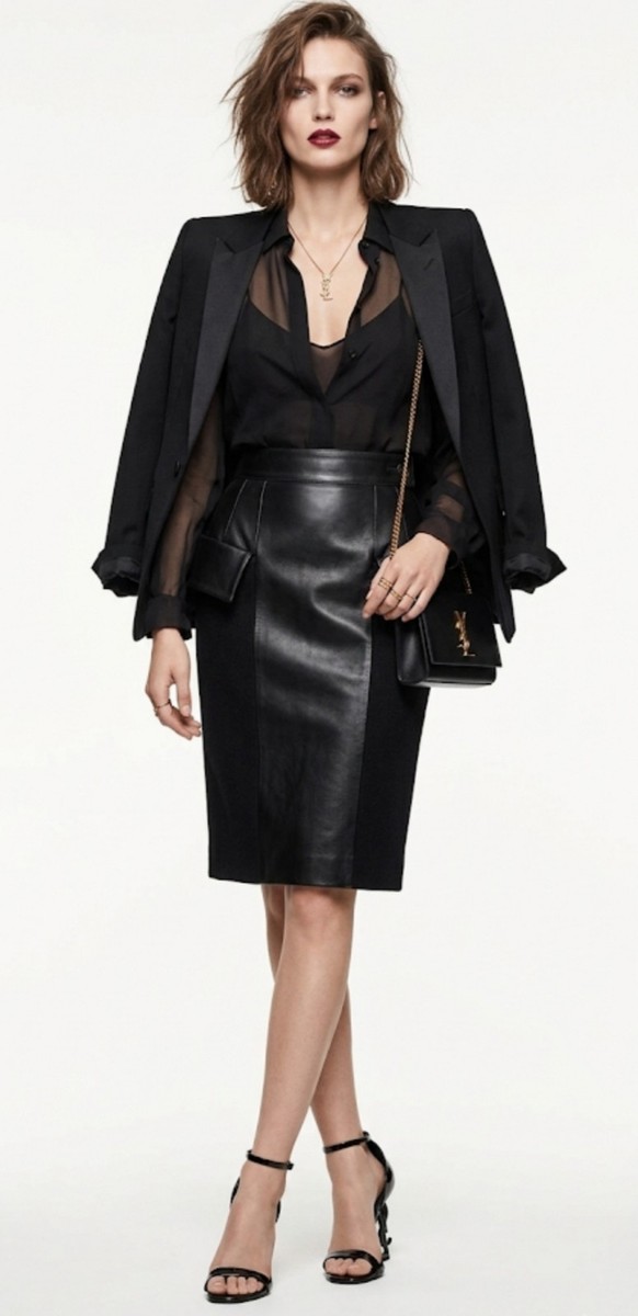 Saint Laurent Vintage rive gauche vintage leather skirt, 38 | eBay