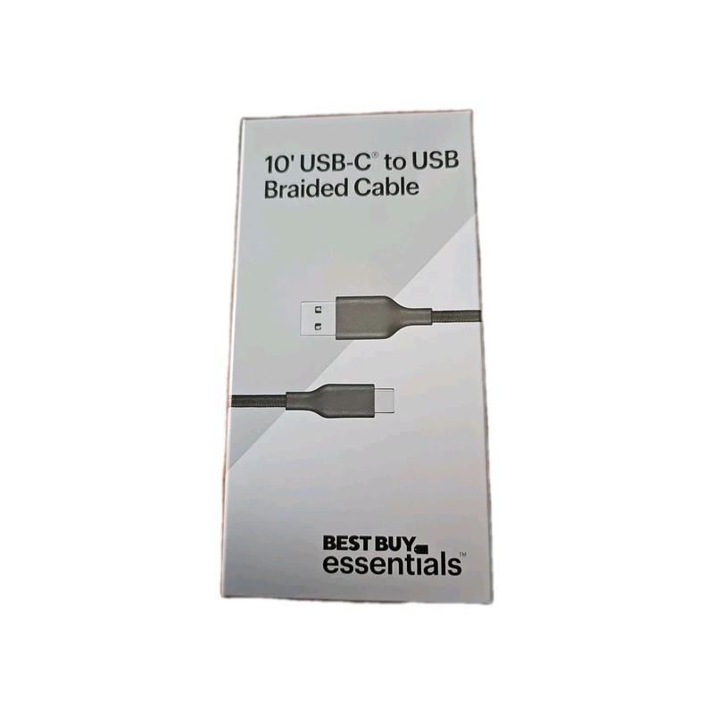 Best Buy essentials- 10' USB-C to USB Braided Charge-and-Sync Cable - Black