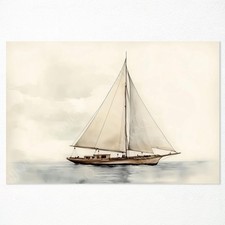 XMJJQQ Vintage Sailboat Watercolor Painting, Coastal Sailboat Canvas Wall Art...