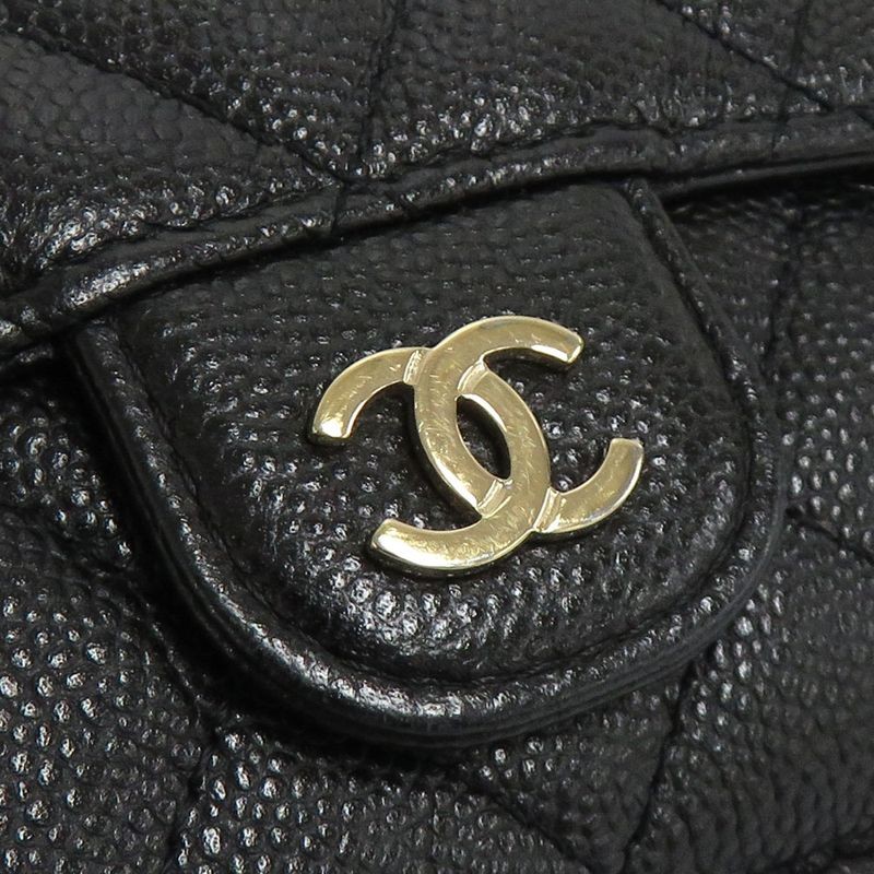 Chanel Classic Small Flap Wallet Ap0230 Quilted Caviar Leather Black thumbnail 5