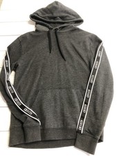 Aeropostale Hoodie Mens Medium Gray Pullover Sweatshirt AERO 87 Sleeve Tape Logo