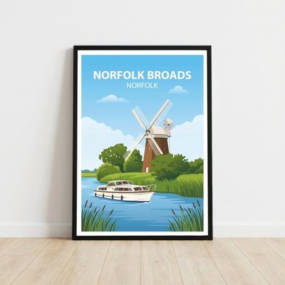 Norfolk Broads Norfolk Reise Poster Wandbild Kunstdruck Urlaubsgeschenk