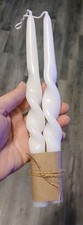 Artisan White Spiral Taper Candles 10" NEW USA Twisted 1 Pair Easter Spring