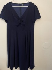 SHEIN Curvy Women’s Midi Navy Blue Dress-V Neck-Back Zipper-Size 1 X US