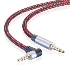 Male to Male Audio Cable 6Ft, 90 Degree TRRS 3.5Mm 4 Pole Nylon Braided Stereo A