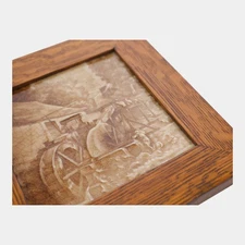 AETCO American Encaustic Tiling Company Brown Framed Watermill Pictorial Tile