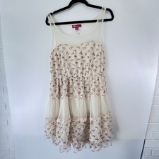 UP By Ultra Pink Floral Mesh Tiered Dress Large Youth Cottage Coquette Fairy