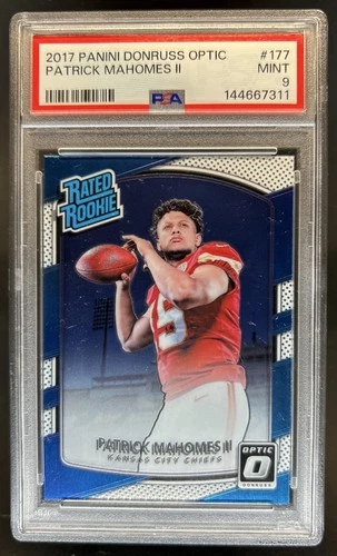 2017 Panini Donruss Optic Patrick Mahomes II RC Rated Rookie #177 Chiefs PSA 9