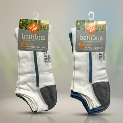 Sneaker Socken Herren Nur Die 2 Paar Grün Blau Bambus Sport Air Active v. Größen