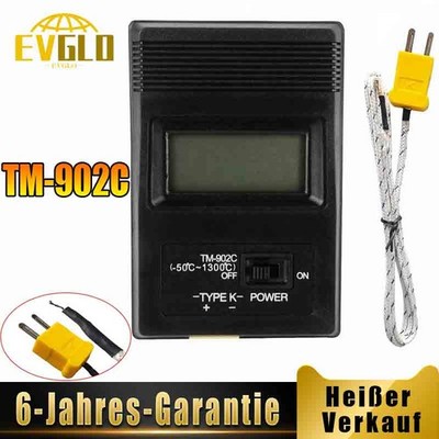 Digitales Temperaturmessgerät -50 Bis 1300° C K-Typ Thermometer + Sonden TM-902C