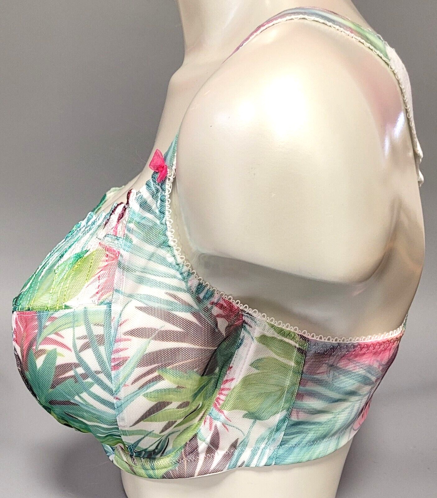 ELOMI Bra 42DD Green Tropical Print Plunge Underwired Kelly EL4330 BNWT image 3