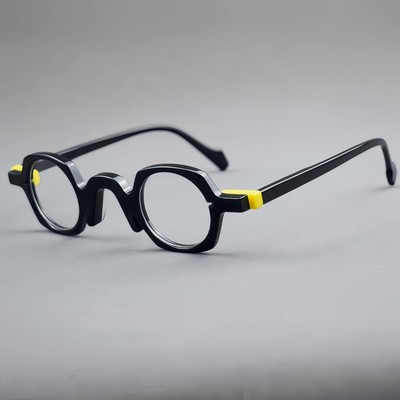 Round Acetate Eyeglasses Frames Nerd Fashion Classic Reading Glasses Men Women