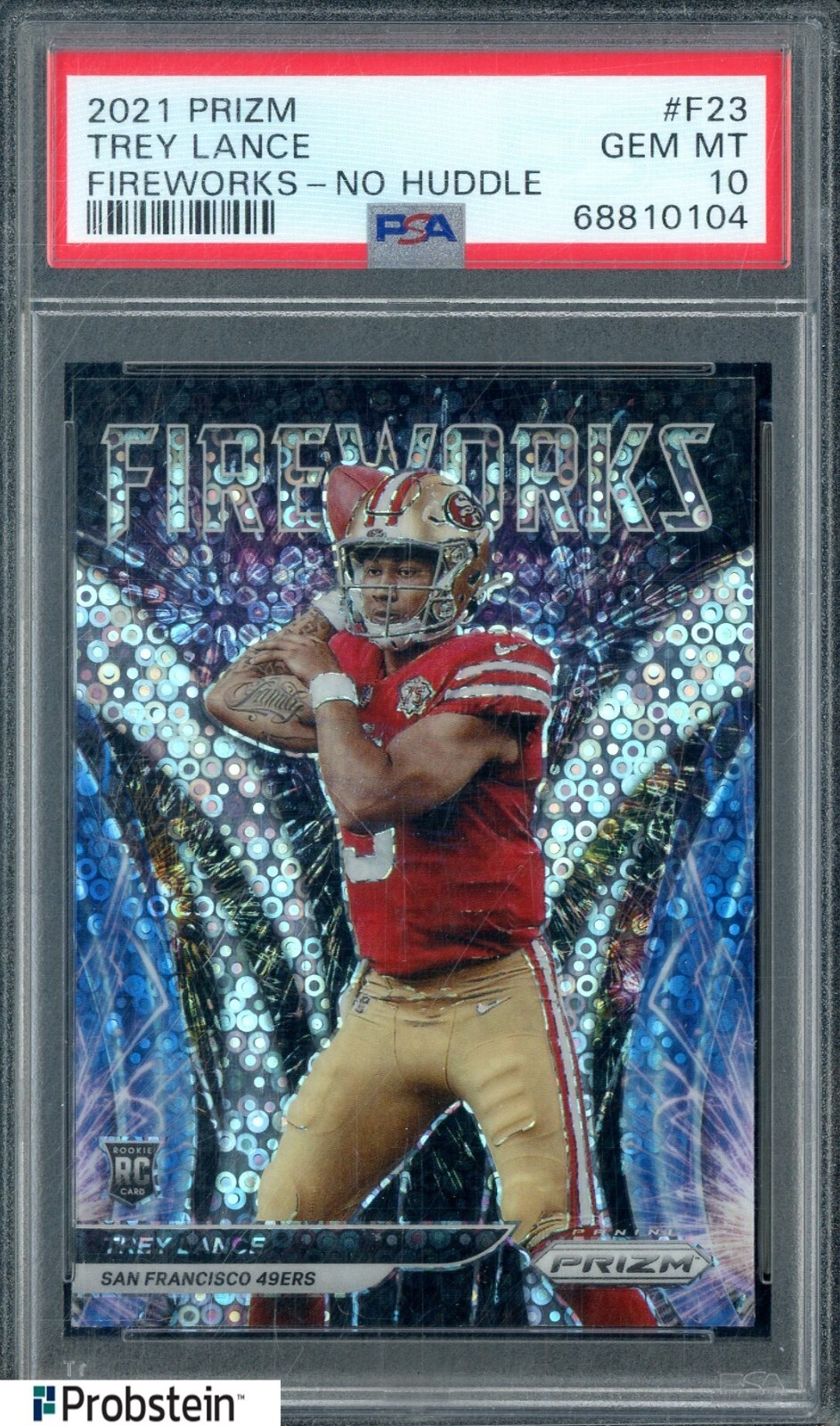 2021 Panini Prizm Fireworks TREY LANCE RC Rookie No Huddle DISCO PSA 10 GEM MINT