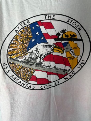 CAMISETA VINTAGE USS Arkansas Desert Storm 1991 puntada única talla xl ee. uu. - Imagen 2 de 10