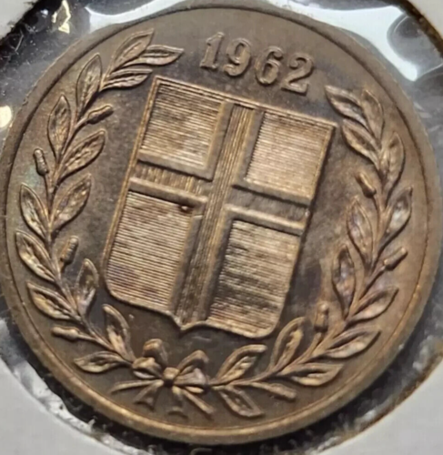1962 ICELAND - 25 Aurar - Very Beautiful Copper/Nickel Collectible Vintage Coin