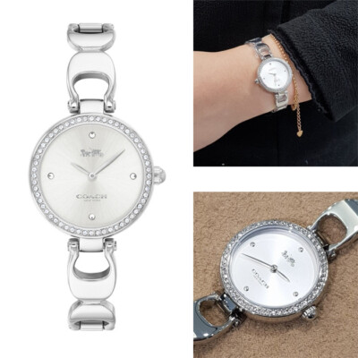 COACH 14503170 Park Crystal Accented Silver Dial Stainless Women's