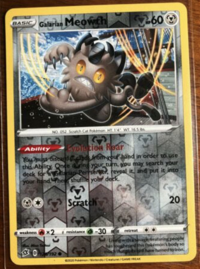 Pokemon - Galarian Meowth - 126/192 - Common - Reverse Holo - Rebel Clash -NM/M 