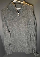 Enzo Mantovani Sweater Mens 2XL Gray Wool 1/4 Zip Pullover