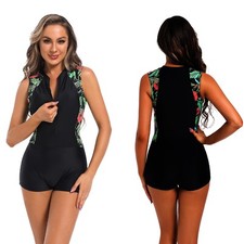 Fun In The Sun Women Sleeve One Piece Swimsuit Athletic