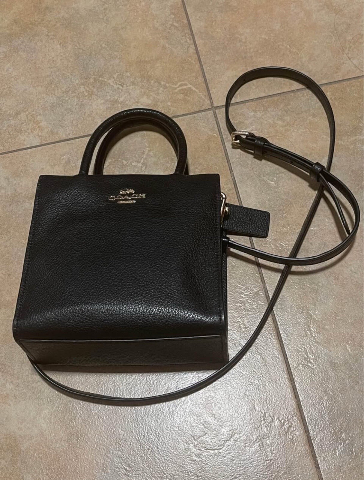 Coach Mini Cally Black Leather Crossbody Bag