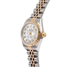 ROLEX LADY DATEJUST 79173 GOLD STEEL 26MM WHITE MOP DIAMOND DIAL 18K FLUTED-B&P 3