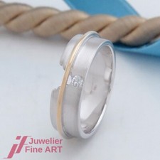 Ring- Trauring/Ehering - 1 Brillant ca. 0,04ct - 18K/750 Weißgold/Gelbgold