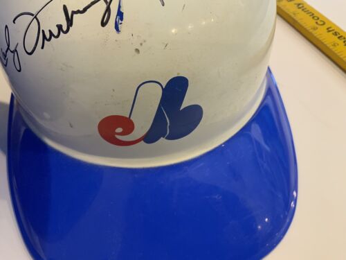 Montreal Expos Replik Baseball Schlaghelme Laich handsigniert Vintage Adjustrap - Bild 16 von 23
