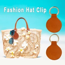 Brown 2 PCS Magnetic Hat Clip Leather Duckbill Hat Clip for Women Baseball Hats